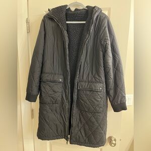 CJLA long quilted Sherpa puffer coat, size XL